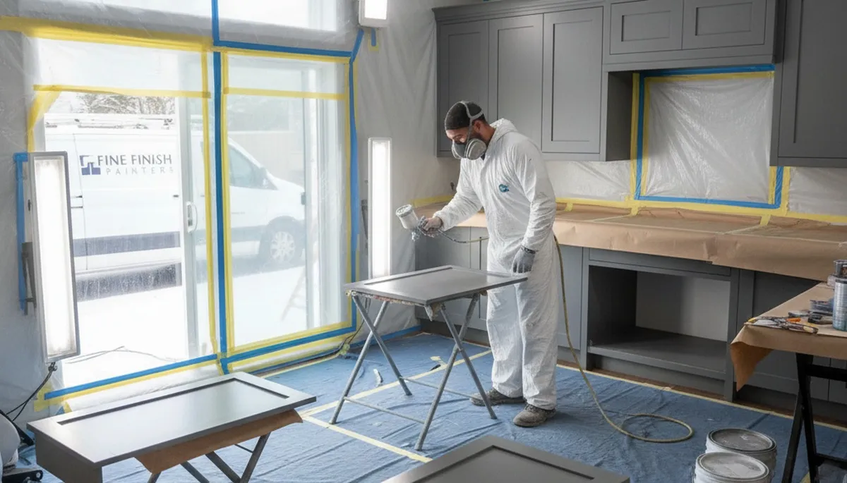Professional cabinet painting in Loveland, CO kitchen by expert house painters
