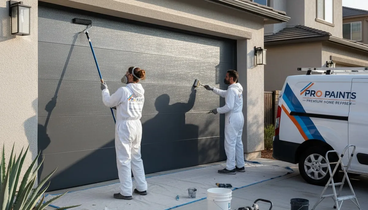 Professional garage door painting at a Loveland CO home boosting curb appeal with durable finishes