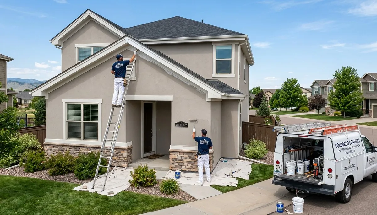 Professional house painters working on residential exterior in Loveland, CO